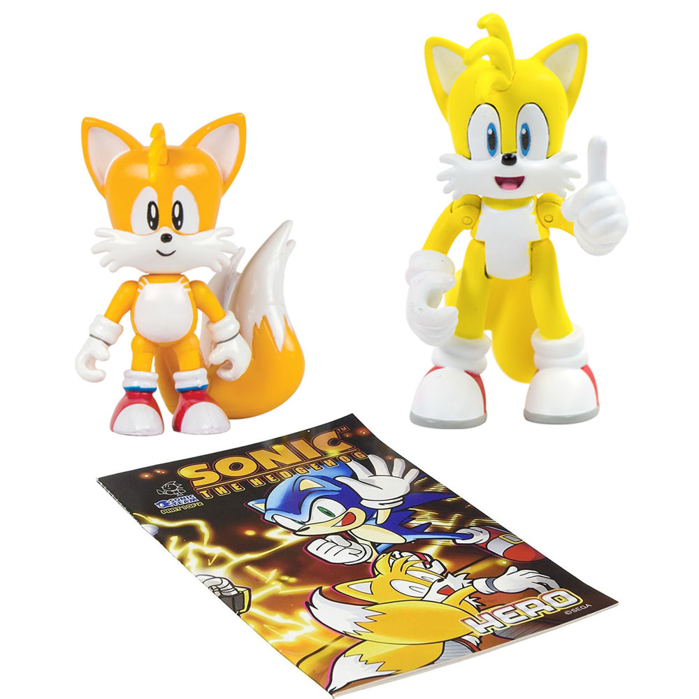 Bonecos Tomy Sonic The Hedgehog - Classic And Modern Tails With Comic Book  T22069