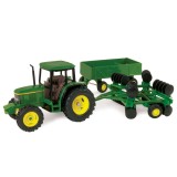 TRATOR TOMY ERTL - JOHN DEERE 6410 WITH WAGON AND DISK - ESCALA 1/32