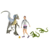 BONECO MATTEL JURASSIC WORLD CAMP CRETACEOUS DINO ESCAPE - YAZ & VELOCIRAPTOR BLUE 