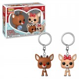 CHAVEIRO FUNKO POP KEYCHAIN RUDOLPH THE RED-NOSED REINDEER - RUDOLPH & CLARICE 2-PACK (73925)
