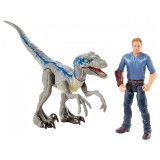 BONECO JURASSIC WORLD - VELOCIRAPTOR BLUE VS OWEN  FMM49