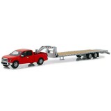 CARRO GREENLIGHT HITCH TOW FORD-150 IN RED AND GOOSENECK - ESCALA 1/64