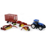 TRATOR ERTL NEW HOLLAND - T7.270 AND HAYING SET RAKE WAGON BALER 13861 - ESCALA 1/64