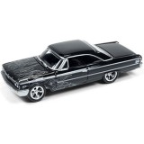 CARRO JOHNNY LIGHTNING BLACK WITH FLAMES - FORD GALAXIE 500 JLSF001A - ANO 1963 - ESCALA 1/64