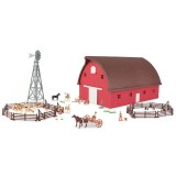 CELEIRO E ITENS DE DIORAMA ERTL - M4 FARM ROUND GABLE BARN SET 73-PIECES 46765 - ESCALA 1/64