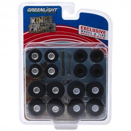 AUTO BODY SHOP GREENLIGHT - WHEEL AND TIRE PACK KINGS OF CRUNCH WITH 16 TIRES - ESCALA 1/64 (13169)