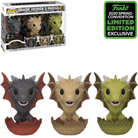 Funko Pop Game Of Thrones Exclusive Eccc 2020 - Drogon, Viserion & Rhaegal (3 Pack)
