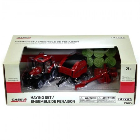 Trator Ertl Case Ih Maxxum 145 With Round Baler And Mower Conditioner - Escala 1/64