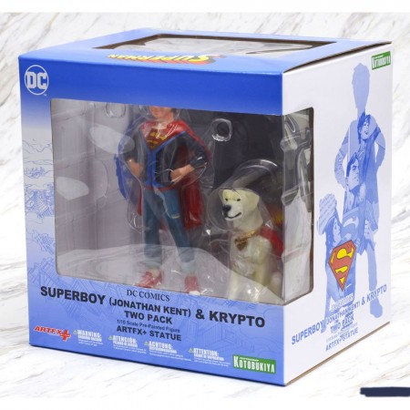 Estátua Kotobukiya Artfx+ Dc Superman - Superboy & Krypto (2 Pack)