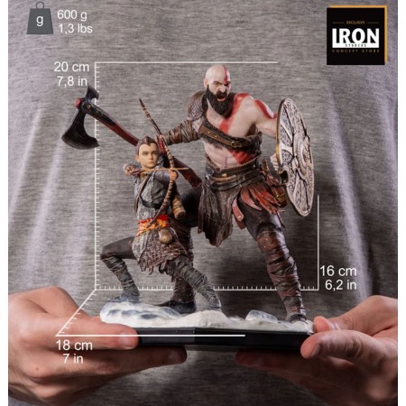 Estátua Iron Studios Deluxe 1/10 God Of War - Kratos And Atreus