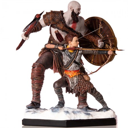 Estátua Iron Studios Deluxe 1/10 God Of War - Kratos And Atreus