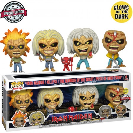Funko Pop Rocks Iron Maiden Exclusive - Eddie 4 Pack (glow In The Dark)