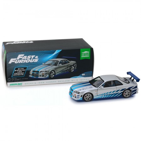 Carro Greenlight Artisan Fast & Furious - Nissan Skyline Gt-r R34 1999 (brian) - Escala 1/18 (19041)