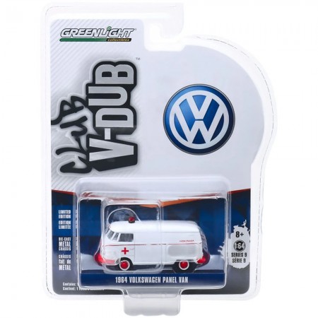 Carro Greenlight Club V-dub - Volkswagen Panel Van Ambulance 1964 - Escala 1/64 (29960-a)