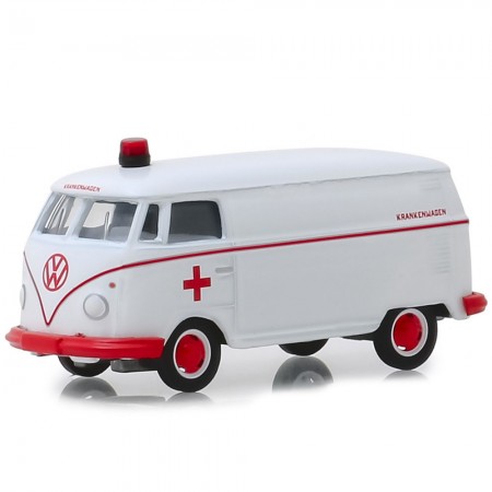 Carro Greenlight Club V-dub - Volkswagen Panel Van Ambulance 1964 - Escala 1/64 (29960-a)