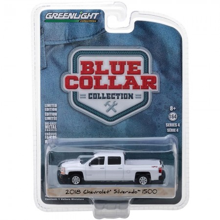 Carro Greenlight Blue Collar - Chevrolet Silverado 1500 2018 - Escala 1/64 (35140-f)