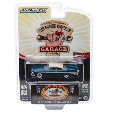 Carro Greenlight The Busted Knuckle Garage - Plymouth Belvedere 1957 - Escala 1/64 (39010-c)