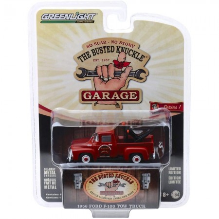 Carro Greenlight The Busted Knuckle Garage - Ford F-100 Tow Truck 1956 - Escala 1/64 (39010-b)