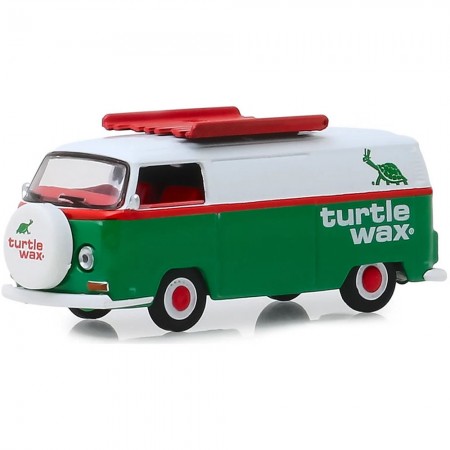 Carro Greenlight Running On Empty - Volkswagen Type 2 Panel Van 1972 Turtle Wax - Escala 1/64 (41090-d)