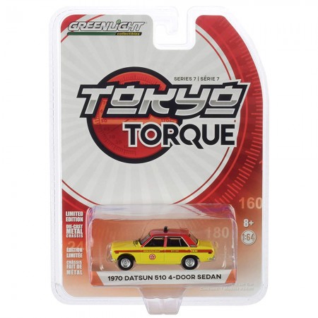 Carro Greenlight Tokyo Torque - Datsun 510 4-door Sedan Taxi 1970 - Escala 1/64 (47050-b)
