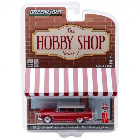 Carro Greenlight The Hobby Shop - Chevrolet Two-ten Townsman 1955 With Gas Pump - Escala 1/64 (97070-d)