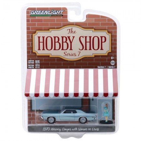 Carro Greenlight The Hobby Shop - Mercury Cougar 1970 With Woman In Dress - Escala 1/64 (97070-b)
