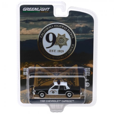 Carro Greenlight California Highway Patrol 90th  - Chevrolet Caprice 1989 Police - Escala 1/64 (28020-c)