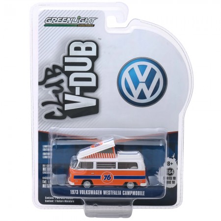 Carro Greenlight Club V-dub - Volkswagen Westfalia Campmobile 1973 - Escala 1/64 (29980-b)