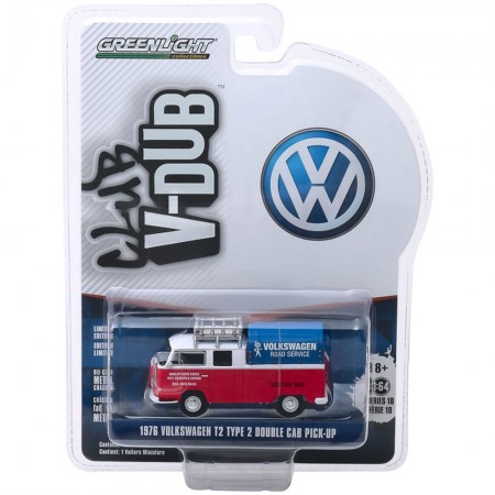 Carro Greenlight Club V-dub - Volkswagen Type 2 Double Cab Pick-up 1976 - Escala 1/64 (29980-e)