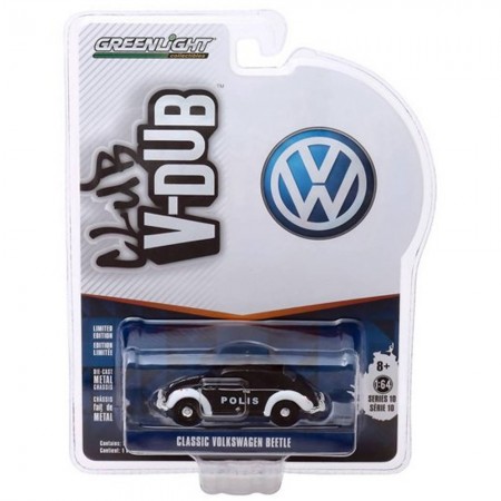 Carro Greenlight Club V-dub - Volkswagen Beetle Classic Police - Escala 1/64 (29980-f)