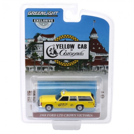 Carro Greenlight Hobby Exclusive - Ford Ltd Crown Victoria Wagon Taxi 1988 - Escala 1/64 (30122)
