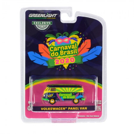 Carro Greenlight Hobby Exclusive - Volkswagen Type 2 Panel Van Carnaval do Brasil 2020 - Escala 1/64 (30141)