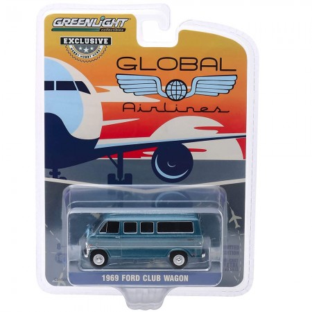 Carro Greenlight Hobby Exclusive - Ford Club Wagon Global Airlines 1969 - Escala 1/64 (30129)