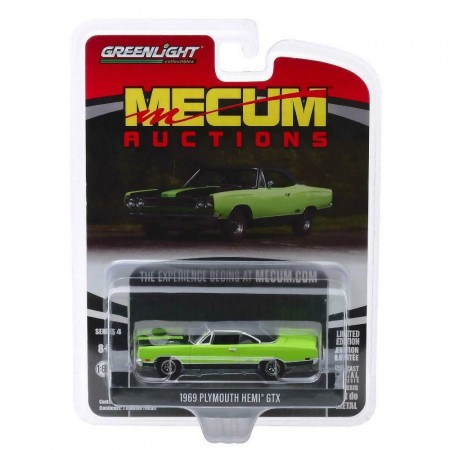 Carro Greenlight Mecum Auctions - Plymouth Hemi Gtx 1969 - Escala 1/64 (37190-c)
