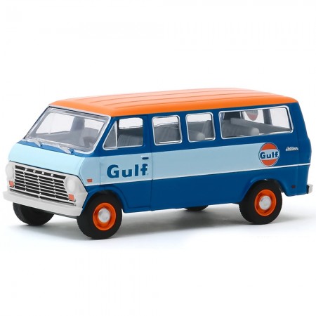 Carro Greenlight Running On Empty - Ford Club Wagon 1968 Gulf - Escala 1/64 (41100-b)