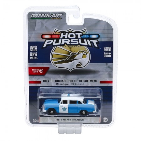 Carro Greenlight Hot Pursuit - Checker Marathon Police 1961 - Escala 1/64 (42910-b)