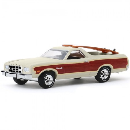 Carro Greenlight The Hobby Shop - Ford Ranchero Squire With Surf Boards 1973 - Escala 1/64 (97080-a)