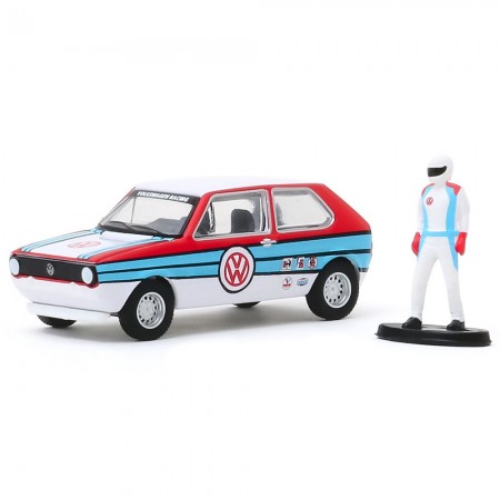 Carro Greenlight The Hobby Shop - Volkswagen Rabbit With Race Car Driver 1975 - Escala 1/64 (97080-b)