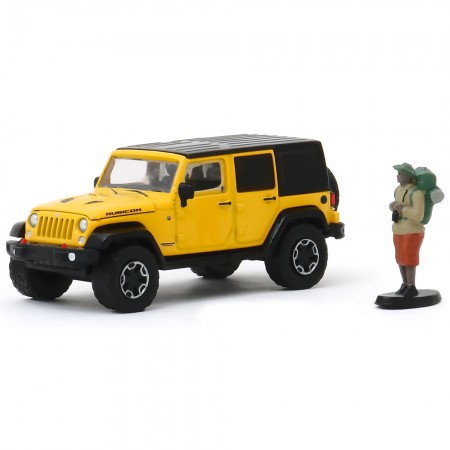 Carro Greenlight The Hobby Shop - Jeep Wrangler Rubicon Hard Rock With Backpacker 2015 - Escala 1/64 (97080-f)