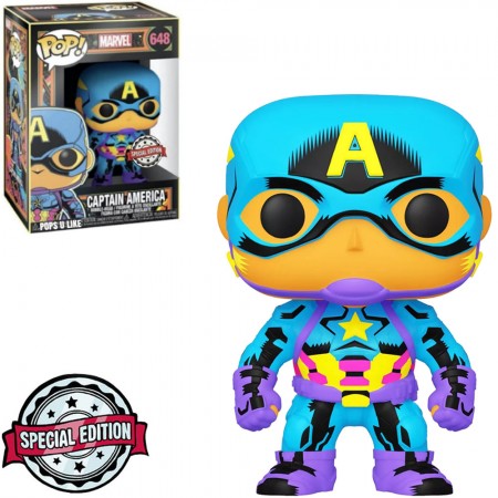 Funko Pop Marvel Black Light Exclusive - Captain America 648