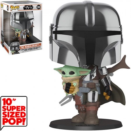 Funko Pop Star Wars  The Mandalorian - The Mandalorian With The Child 380 (super Sized 10