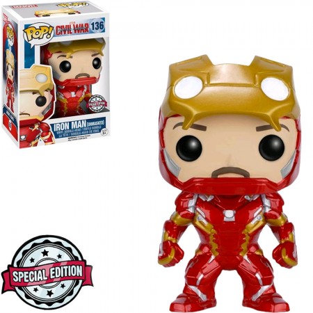 Funko Pop Marvel Captain America Civil War Exclusive - Iron Man (unmasked) 136