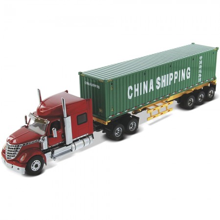 Caminhão Diecast Masters - International Lonestar With Skeletal Trailer - Escala 1/50 (71045)