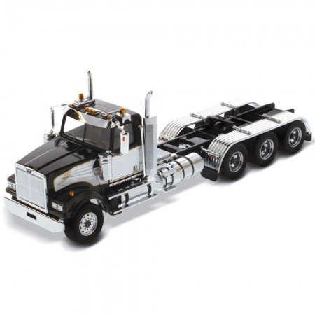 Caminhão Diecast Masters - Western Star 4900 Sf Day Cab Tridem Tractor Black - Escala 1/50 (71066)