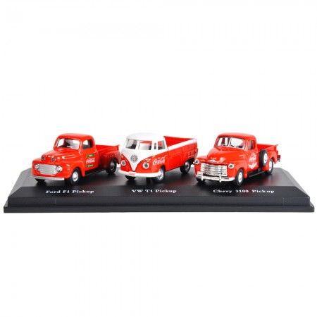Carros Coca-cola Ford F1 Pickup/vw T1 Pickup/chevy 3100 Pickup - Escala 1/72 (3pack)