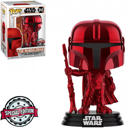Funko Pop Star Wars The Mandalorian Exclusive - The Mandalorian 345 (chrome Red)