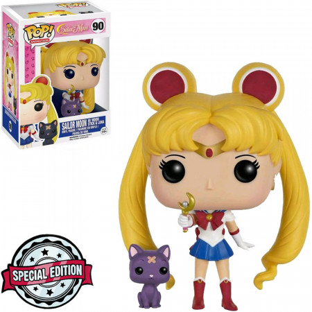 Funko Pop Sailor Moon Exclusive - Sailor Moon With Moon Stick And Luna 90