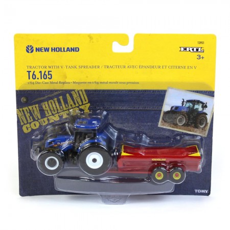 Trator Ertl - New Holland T6.165 With V-tank Spreader - Escala 1/64 (13951)
