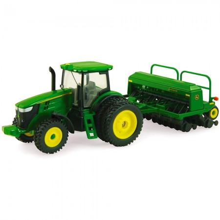 Trator Tomy Ertl - John Deere 7215r With 1590 Grain Drill - Escala 1/64
