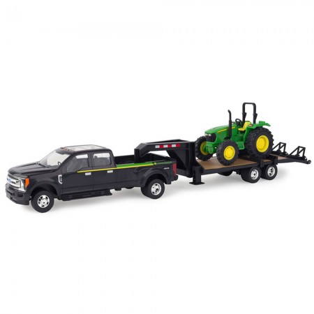 Trator Tomy Ertl - John Deere 46630 With Pickup Truck And Trailer - Escala 1/32 (46630)